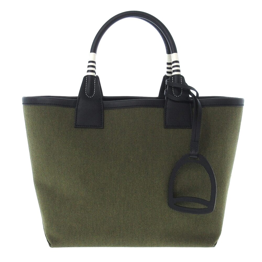 Hermès Steeple 25 Tote Bag H083611CKAD veil military Black Toile H Vaux Swift